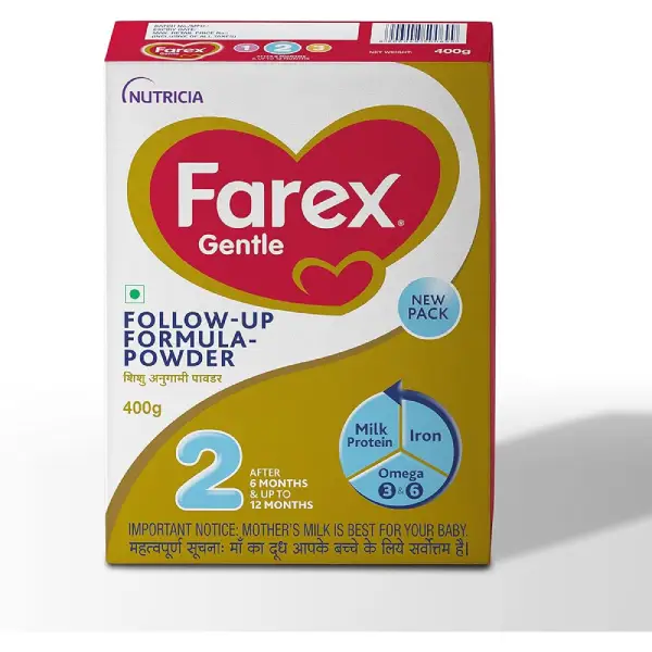 Farex Gentle Stage 2 Follow-Up Formula | Powder with Milk Protein, Iron and Omega 3 & 6